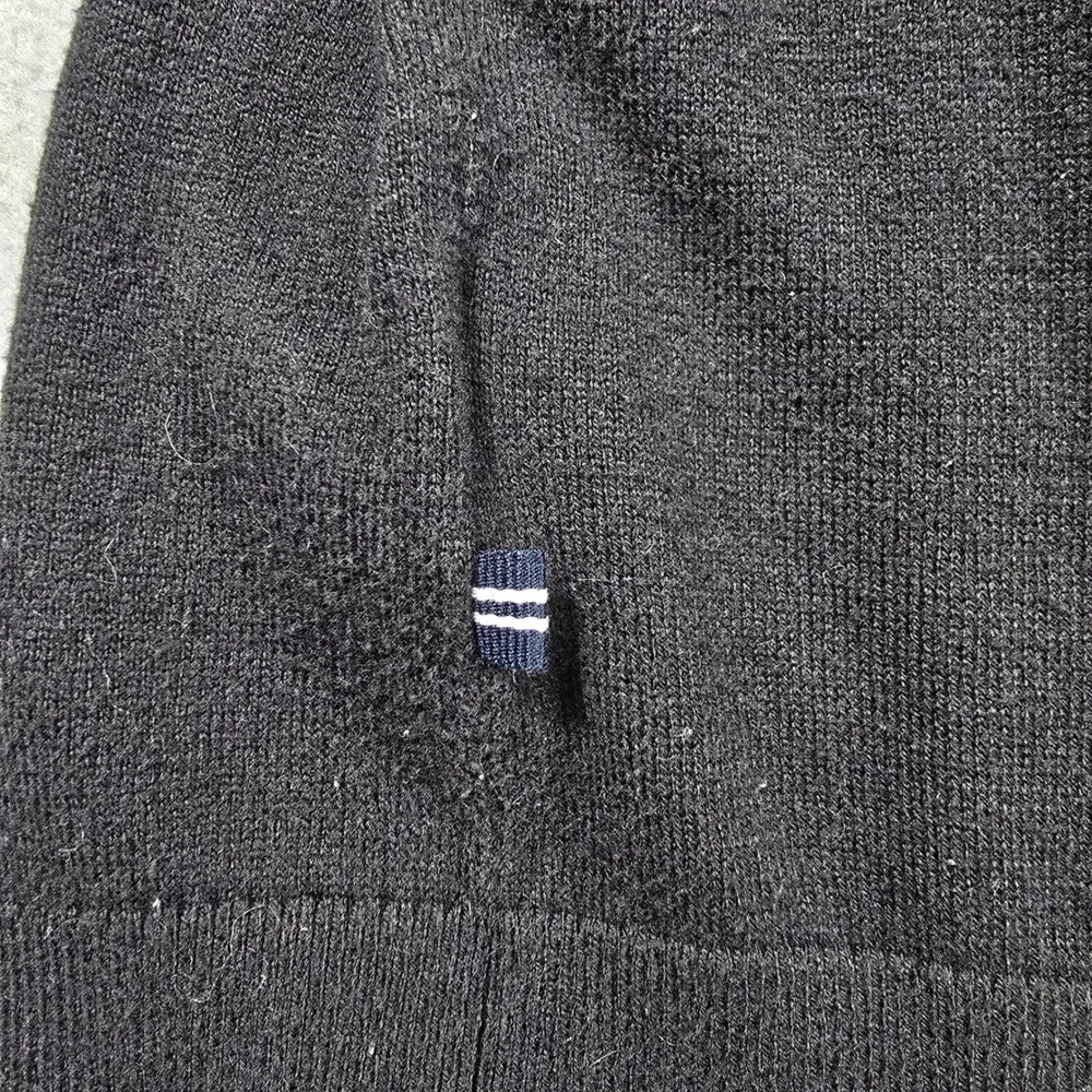Nautica Mens Large Black Sweater Navtech V-Neck Pullover Cotton‎ Blend Logo